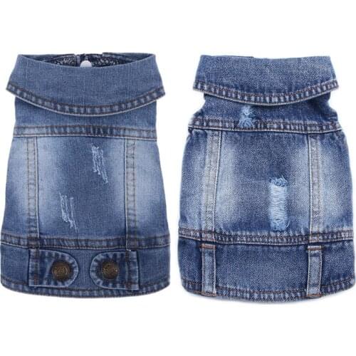 Classic Casual Denim Dog Jacket Lapel Vest for Small Dogs Cowboy Yorkies Clothes Pet Apparel for Puppy Cat Outfit Drop Shipping