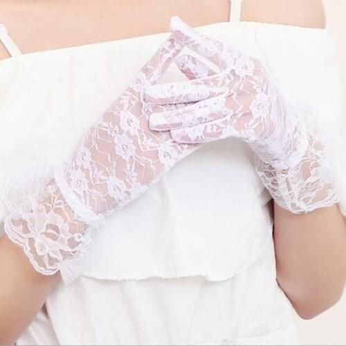 Girl Lace Gloves 2020 Spring Summer Elastic Sun Protection Solid Sunscreen Summer Gorgeous Pink Finger Gloves Accessories Sexy