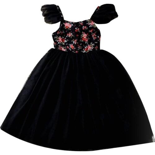 2020 Girl Baby Summer Clothing Floral Mesh Tutu Dresses For Birthday Party Princess Dress Children Robe File Clothes