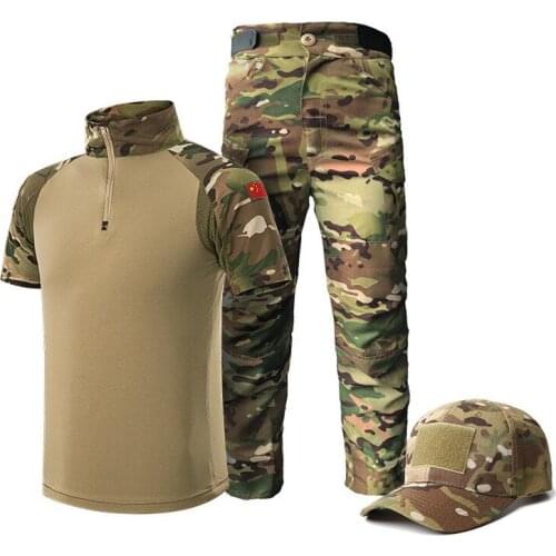 Summer Military Uniform for Children Multiam Camouflage Tactical Suit Airsoft CS Game Clothing Teenagers Army Costume