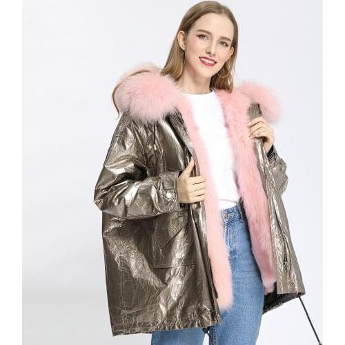 Hot Sale Hooded Fur Parka Coat Women Fur Jacket Fox Fur Bomber Jacket Warm Fashion Designer Overcoat
