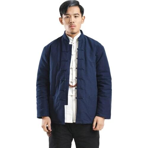 100% Cotton Mens Wadded Jacket Traditional Chinese Tang Suit Coat Kung Fu Tai Chi Uniform Male Winter Thick Jacket Parkas