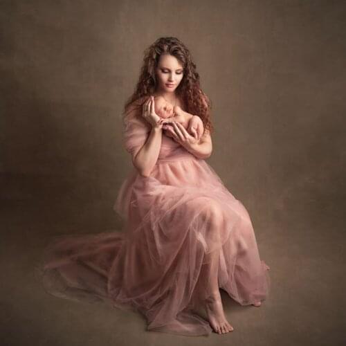 Soft Tussle V- Maternity Long Sleeveless Costume Pregnancy Voile Gown Party Dress for Woman Photography Prop Baby Shower Gift