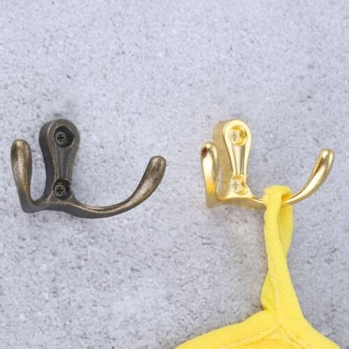2sets Double Head Hooks Wall Mounted Hanger w/screws Antique bronze/Gold Coat/Key/Bag/Towel/Hat Holder Bathroom Kitchen 53x30mm