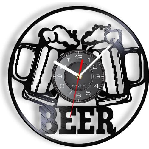 Beer Bar Wall Decor Modern Clock Drinking Hour Pub Vinyl Record Wall Clock Wall Watch Beer Club Decor