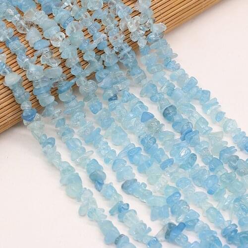 Natural Stone Real Aquamarine Crystal Beads Freeform Chips Gravel Bead for Jewelry Making Diy Bracelet Gifts for Women