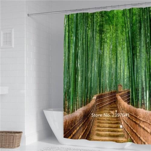 New Green Bamboo Shower Curtain Toilet Shower Partition Curtain Waterproof and Mildew Proof Bathroom Decoration with Hook