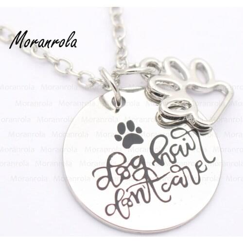 New arried "Dog hair don't care "dog lover Copper necklace &Keychain,charm,Paw Print, Rescue Mom Dog Mom jewelry pet charm