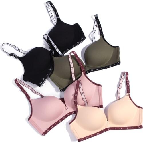 New Fashion Bra Wire Free Push Up Bra Letter Underwear Women Breathable Soft Sexy Lingerie Women Bras Underwear