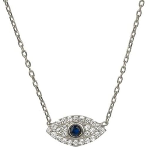 Charming 925 Sterling Silver Eye Pendant Necklace for Women Zircon Crystal Evil Eye Necklaces Party Good Luck Jewelry