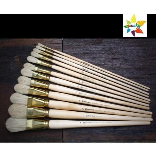 Original Spain ESCODA 7040 Tongue shaped bristle oil brush,log color long rod,semi round head,acrylic brush pen,Art supplies