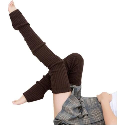 Autumn Winter Women Anti-Slip Knee High Knitted Leg Warmers Warm Long Yoga Socks