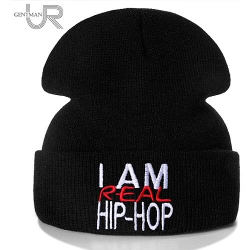 New Unisex Beanie Hat I AM REAL HIP-HOP Casual Winter Hat For Men Women Warm Knitted Hat Fashion Solid Streetwear Beanie Cap