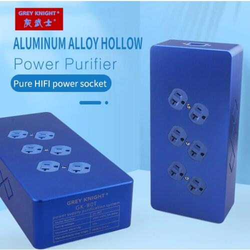 Gray Knight Red Copper US Audio Hi-Fi Power Filter Power Socket 6-seat Aluminum Alloy Shell Power Cord Connection Socket