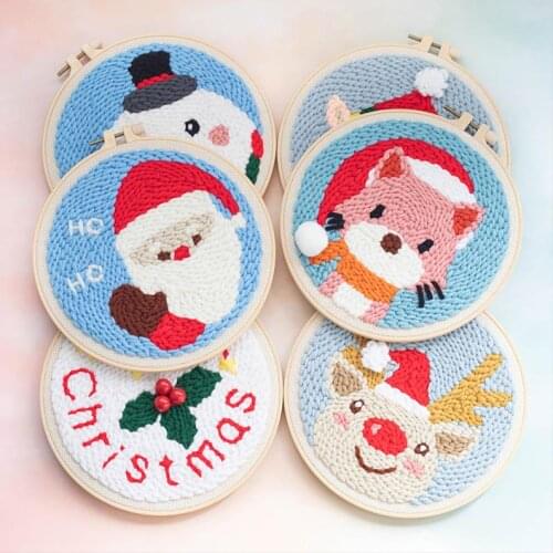 Christmas punch needle kits for beginner, Christmas needle embroidery kit, punch needle kit with yarn, punch needle pattern