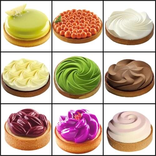Meibum Silicone Cake Molds Brownie Mousse Moulds Stainless Steel Tart Ring Bakeware Set Pastry Tray French Dessert Baking Tools