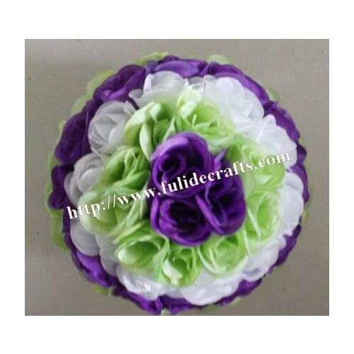 SPR 50cm mix green &purple & white plastic Christmas artificial rose flower ball,weddings decoration