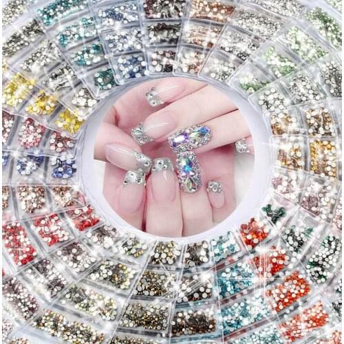 Ss3-ss10 Nail Art Rhinestones Applique Crystals Strass Glass 3D Diamond Many Colors Nails Art Decorations Nail Tools Accessories