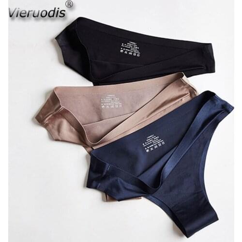 Female Underwear Sexy Panties for Women with Low-rise Waist Nylon Ice Silk Thongs Solid Color G-string for Girls Hot Sale