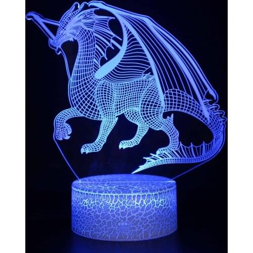 Dinosaur 3D LED Night Light Desk Nightlight Remote Table Lamp Decor Gifts for Baby Kids Child Birthday Holiday Girl Friend USB