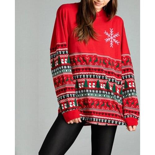 Christmas Sweater Women Clothing Long Sleeve O-Neck Pullover Snow Tree Snowman Cartoon Xmas Print Autumn Winter Sweaters