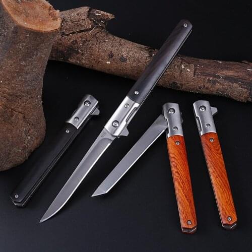 Tactical Knife M390 Steel M390 Folding Blade Knife Sandalwood Ebony Survival Knives Camping Hunting Knife Slicing Fruit Knife