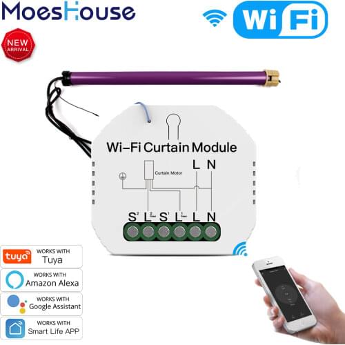 Tuya WiFi Smart Curtain Switch Module Roller Blinds Shutter Motor Smart Life APP Remote Control Alexa Google Home Voice Control
