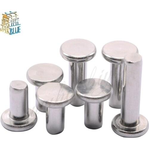 50Pcs M3x5/6/7/810/12/14/15/16/18/20 Length Stainless Steel Rivets Flat Head Solid Percussion Rivet Gb109