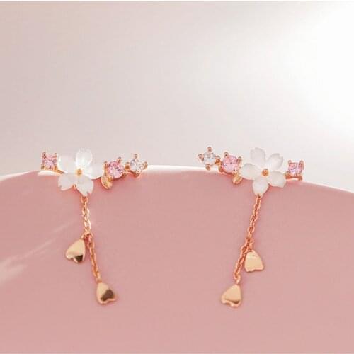Korean Style Cute Floral Flower Stud Earrings For Women Girls Sweet Statement Asymmetrical Earring Party Jewelry Gifts Fashion