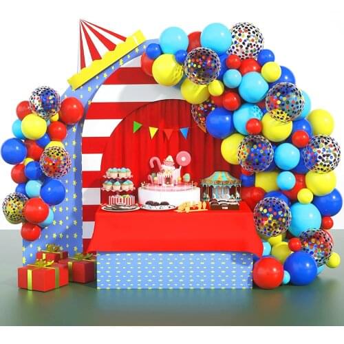 1Set Circus Balloons Garland Red Yellow Blue Confetti Balloon Arch for Carnival Baby Shower Wedding Birthday Party Decor