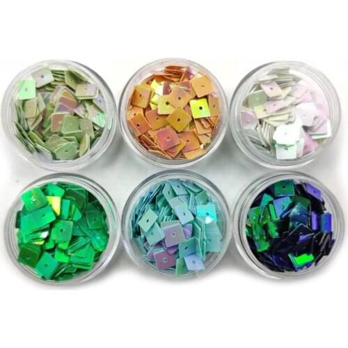 1 Bag 6*6mm Square Squares Sequin DIY Nail Flakies Colorful Paillette Glitter Nail Art Sequins for 3D Nail Art Decoration