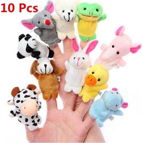 10 Pcs/Lot Cute Cartoon Animal Finger Puppet Biological Animal Finger Puppet Plush Toys Child Birthday Gifts Baby Favor Dolls