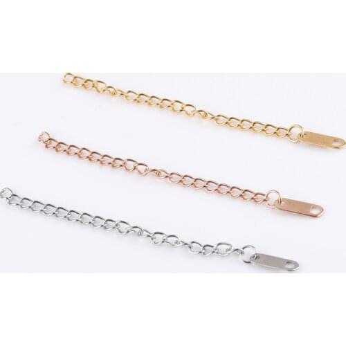 20pcs Stainless Steel Extended Chain Long Tag DIY Accessories Long Tail Chain Bracelet Necklace Chain Accessories