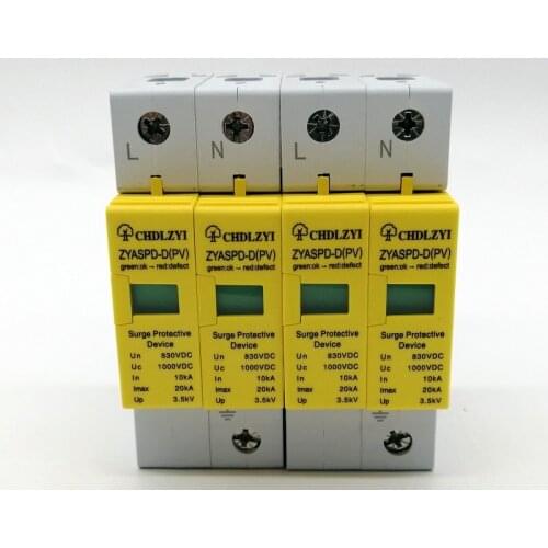 4P House PV Solar System Arrester Surge Protector SPD DC 500V 800V 1000V 10~20KA Surge Protective Device