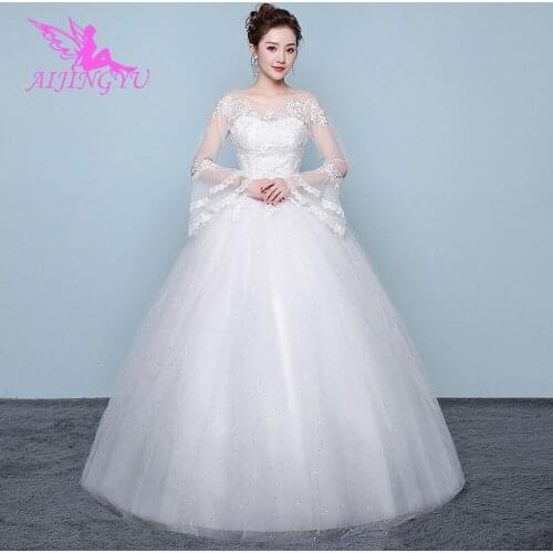 AIJINGYU Gown Gowns Online Store Country Antique Designers Plus Size With Sleeves Bridal Accessories