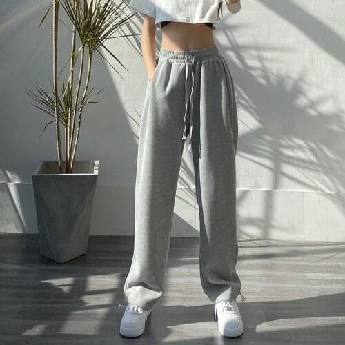 Women Sports Pant Sweatpants Fashion Harajuku High Waist Loose Slim Thin Cotton Casual Drawstring Trousers Streetwear Sportswear