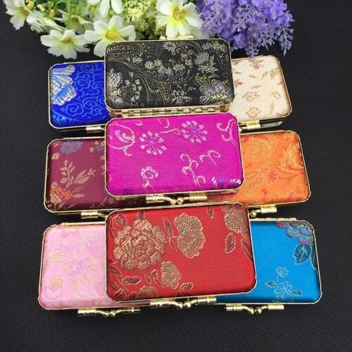 Floral Portable Jewelry Storage Case with Mirror Empty Double Lipstick Case Iron clip Container Lip Balm Packaging Tube 2pcs/lot