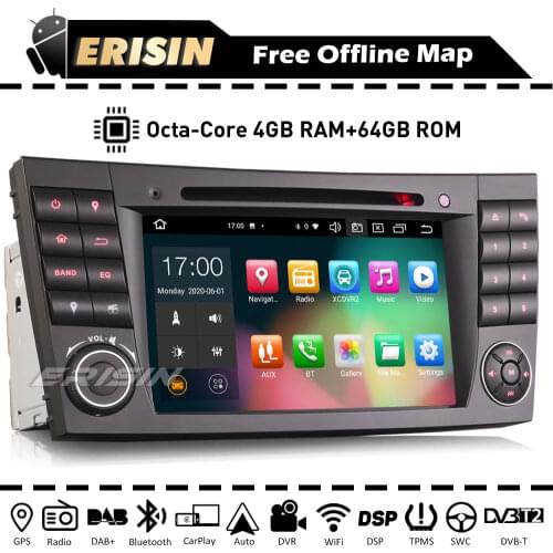 Erisin ES8180E 4GB+64GB Android 10 Car Stereo for Mercedes-Benz CLS W2019 G W463 E W211 CarPlay GPS DAB+ RDS BT OBD WiFi 4G DSP