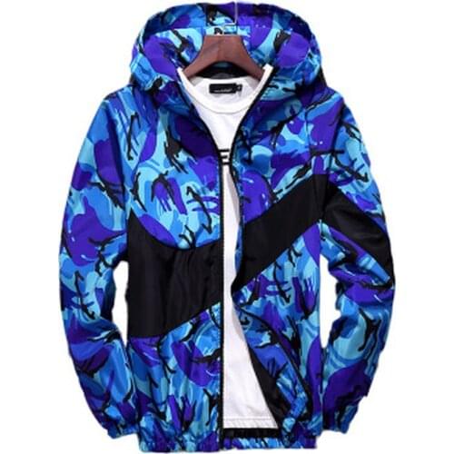 NewSpring/Autumn Men Casual Bomber Jacket Large Size Hooded Korean Version Trend Camouflage Baseball Uniform Coat Jacket for Men