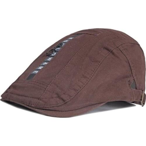 LDSLYJR 2021 Cotton Spring Summer fashion solid color letter Newsboy Caps Flat Peaked Cap Men and Women Painter Beret Hats 137