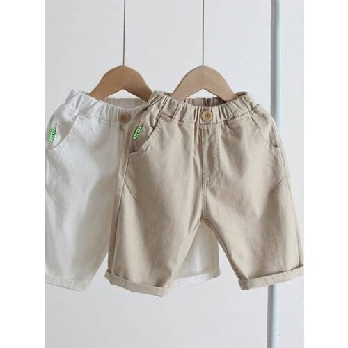 Summer New Simple Casual Pants Boys' Shorts Loose Pure Color All-Matching Fifth Pants Childrens Clothing