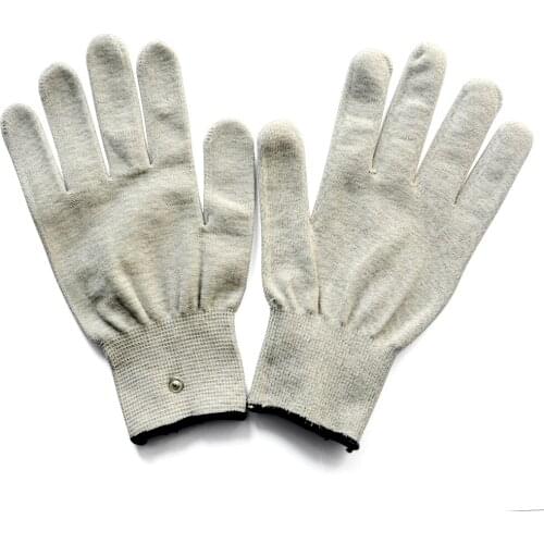10 Pairs Conductive Slivery Fiber Electrode Massage Gloves Use With TENS/EMS Unit For Physical Therapy