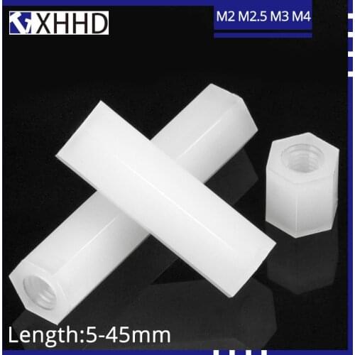 M2 M2.5 M3 M4 White Hex Female Standoff Nylon Double Pass Plastic Hexagon Thread PCB Motherboard Spacer Pillar Circuit Boards