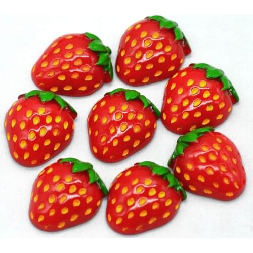 10PCS 21X26mm Resin Flatback Strawberry Miniatures|Party Decoration Fruit Miniatures|Dollhouse Fruit Miniatures|DIY Craftting