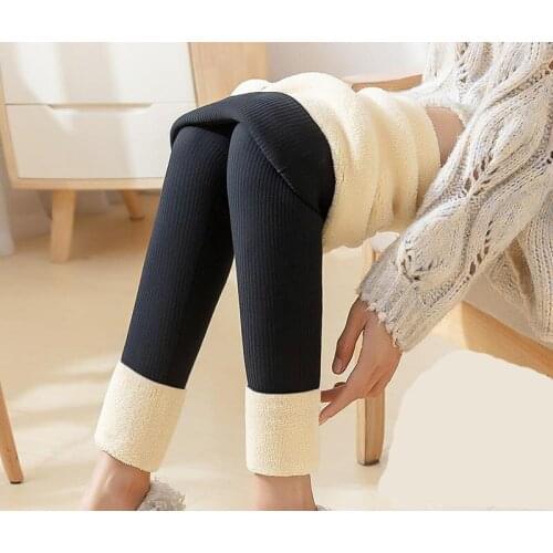 Fashion Black Grey Thick Cashmere Pants Pencil Pants Winter Warm Fleece Casual Pants Female Skinny Ankle-length Jogger Pants