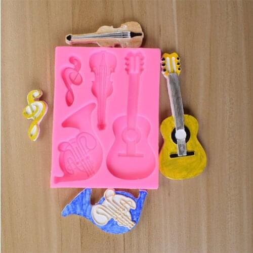 Random Color Handmade Musical Instruments Resin Mold Guitar Violin Keychain Pendant Epoxy Resin Casting Mold Jewelry Making Tool