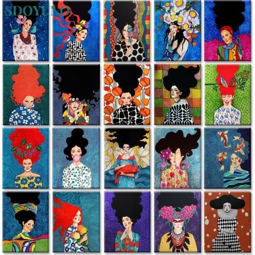 SDOYUNO 60X75cm Painting By Numbers Girl DIY Picture Paint By Number Figure Drawing On Canvas HandPainted Art Home Decor