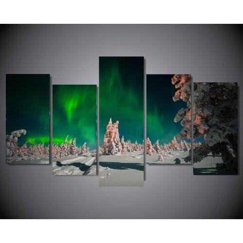 New 5 Pieces/sets Canvas Art Canvas Paintings HD Aurora Borealis Living Room Decorations For Home Wall Art Prints Canvas\A13