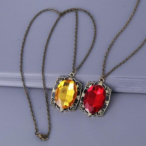 Charm Vampire Jewelry imitated Amber Ruby Crystal Necklace For Women Wedding Jewelry Gift Crystal Beads Pendant Neckalces