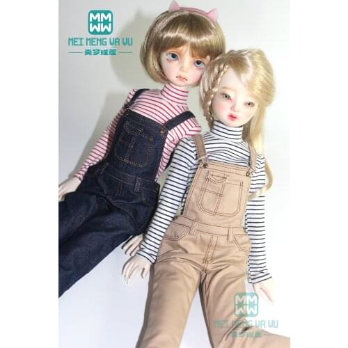 Clothes for doll fits 43cm 1/4 BJD doll fashion Striped T-shirt, strap pants